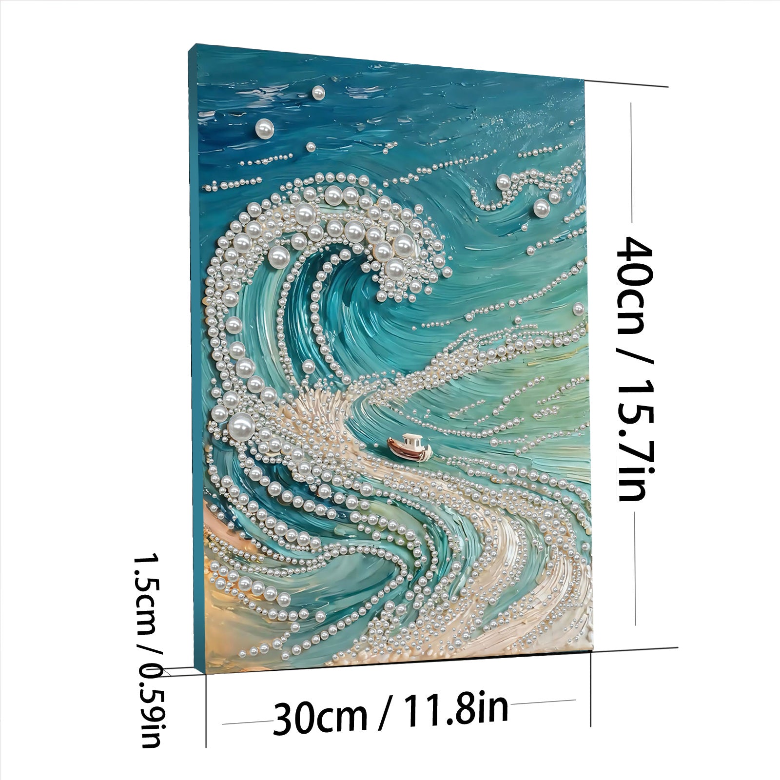 DIY Pearl Painting Waves for Home Wall Decor with Frame(40x30cm)