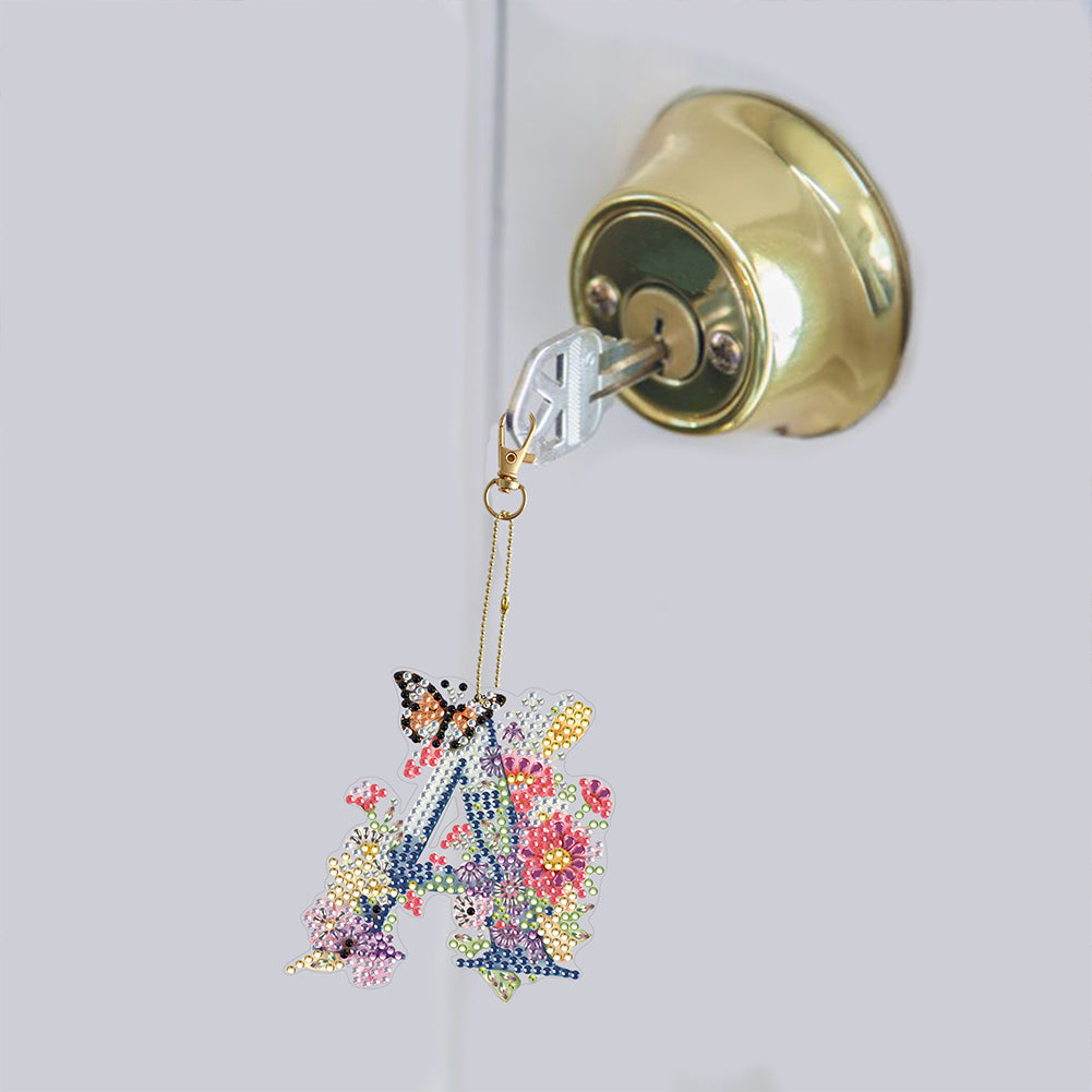 1Pc DIY Diamond Painting Lettter Keychain