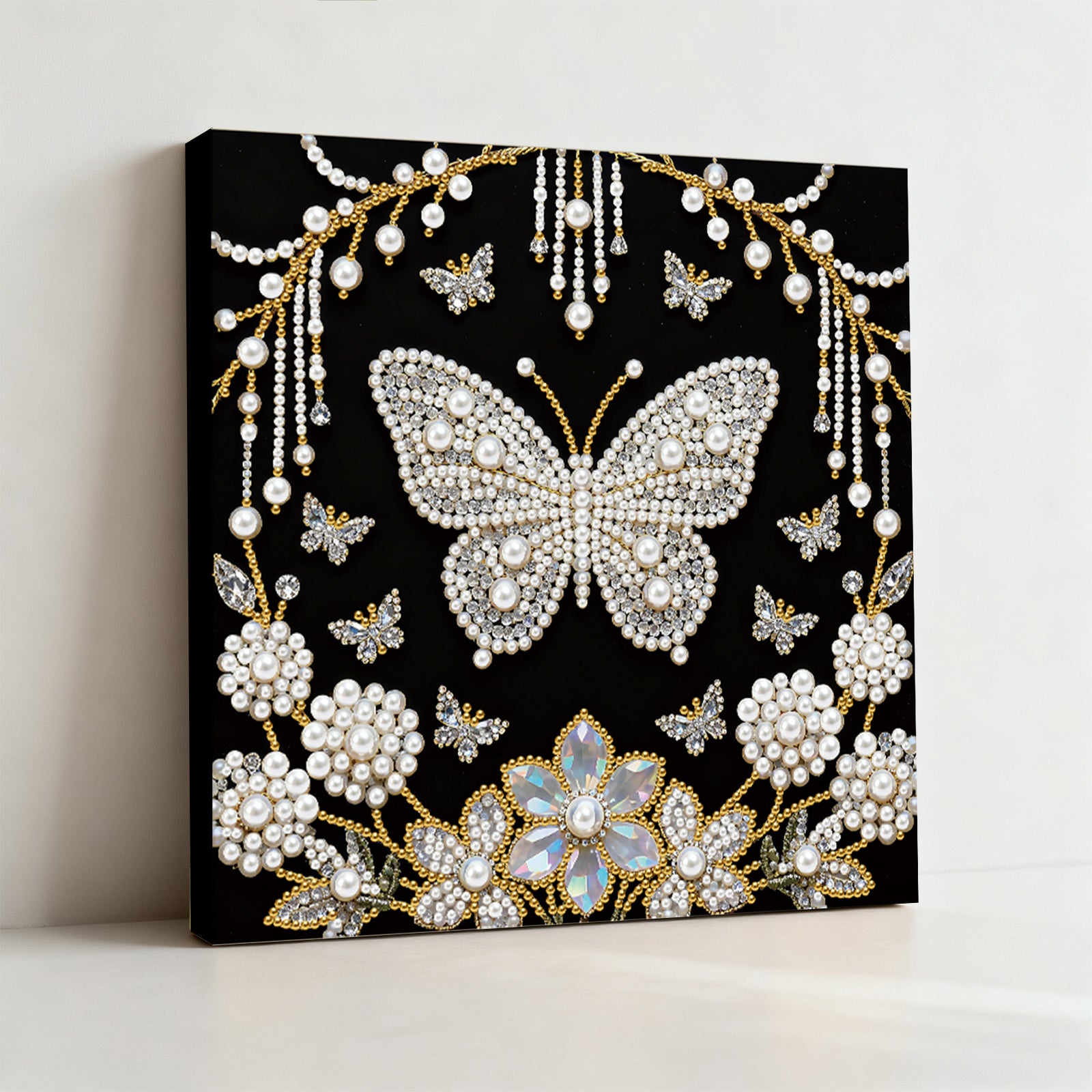 DIY Pearl Painting Butterfly for Home Decor with Frame(25x25cm)