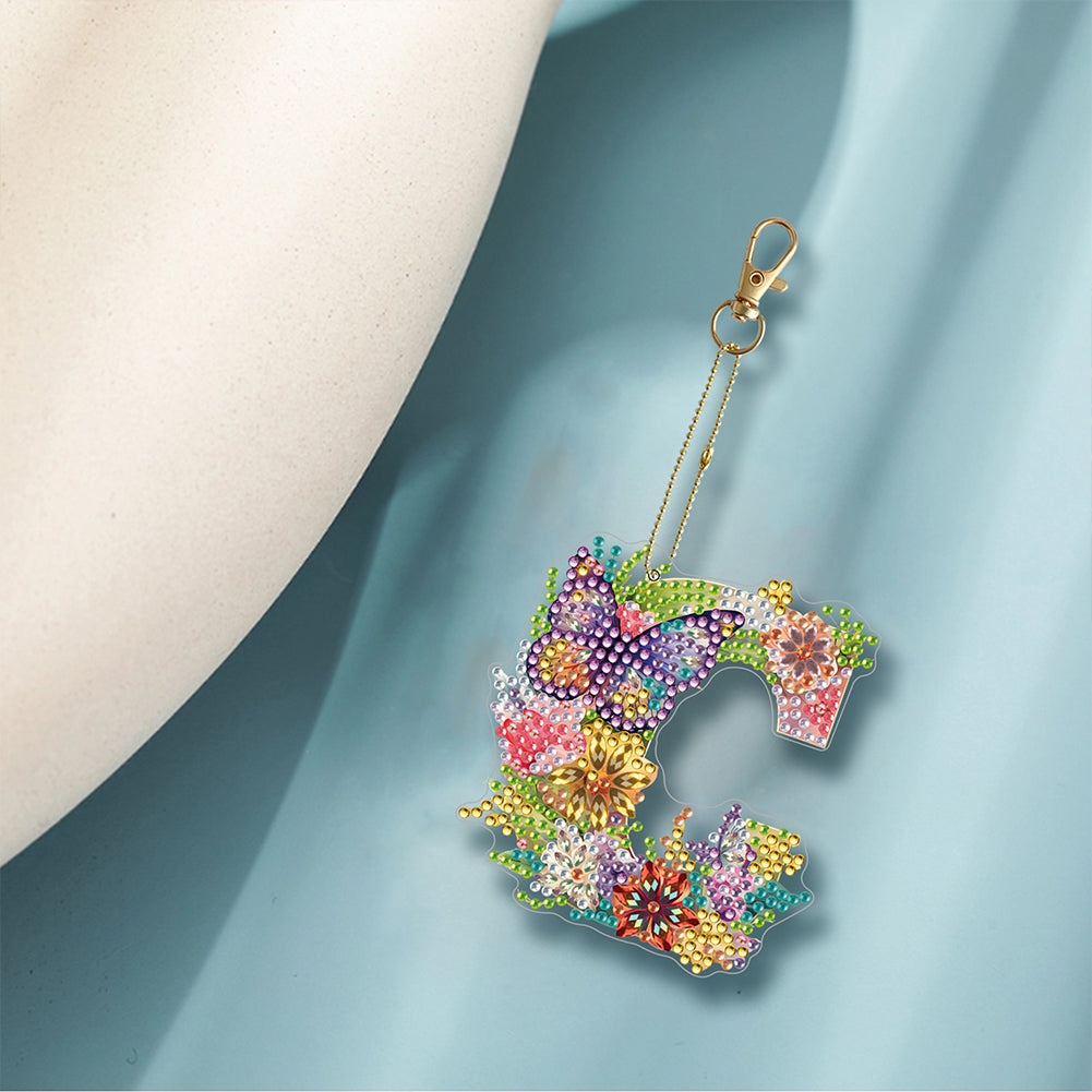 1Pc DIY Diamond Painting Lettter Keychain