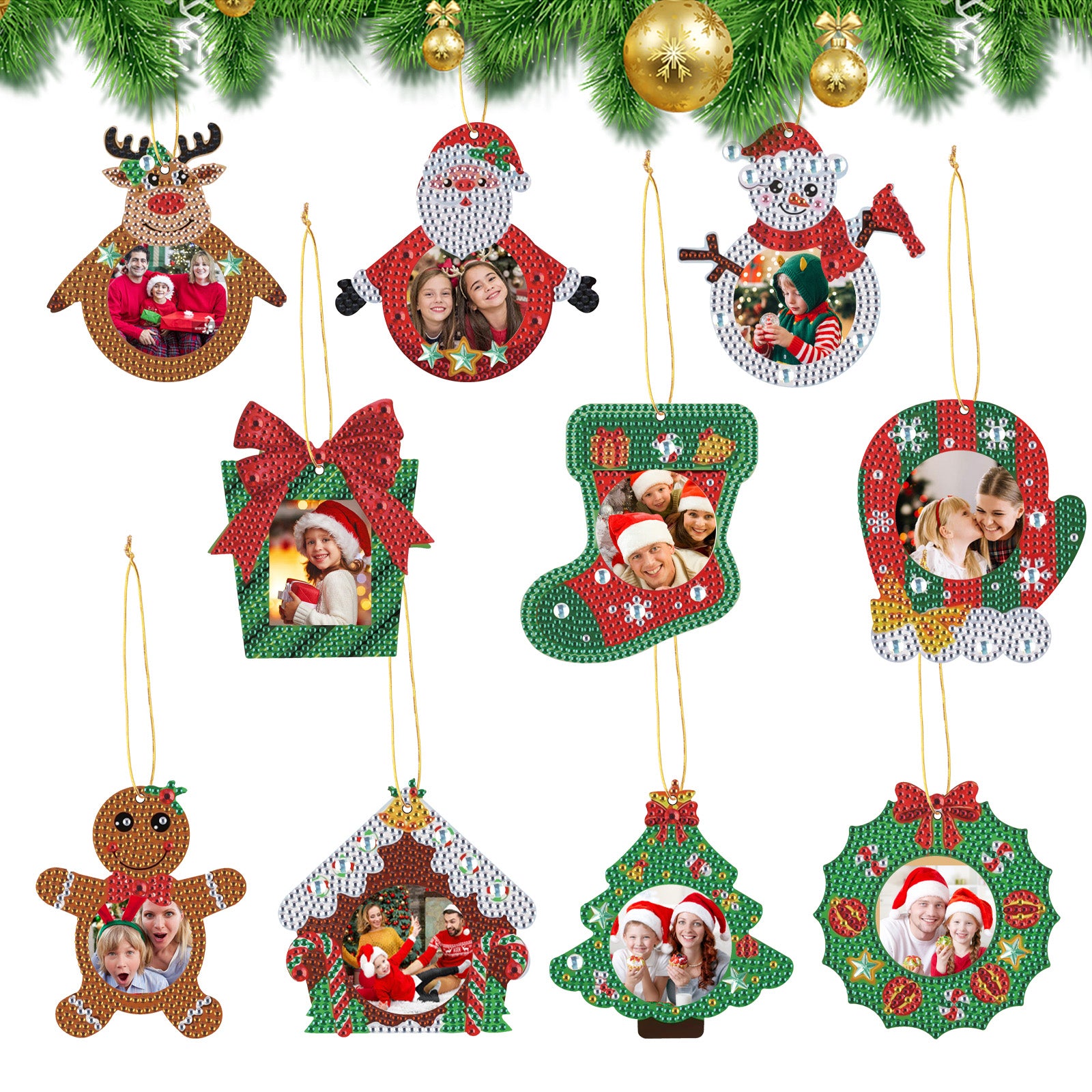 10Pcs Diamond Painting Home Christmas Tree Decoration Photo Frame Pendant