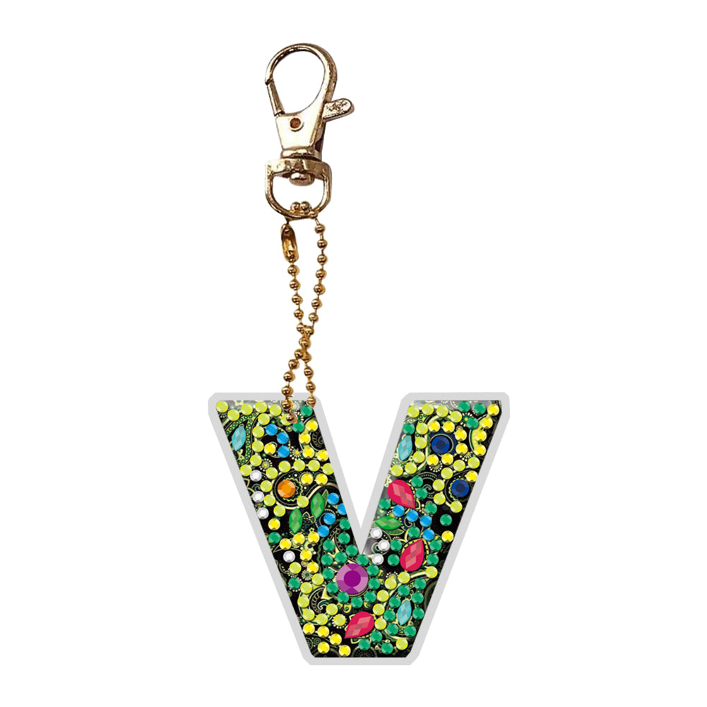 1Pc DIY Diamond Painting Lettter Keychain
