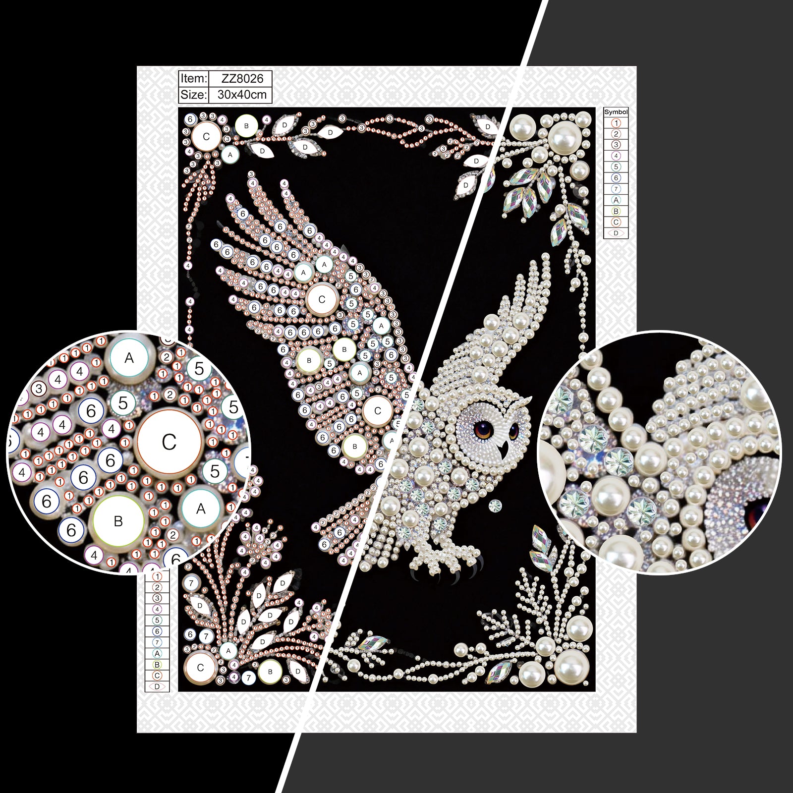 Diamond Painting-DIY Special Shaped Drill Pearl Painting Owl(30x40cm)