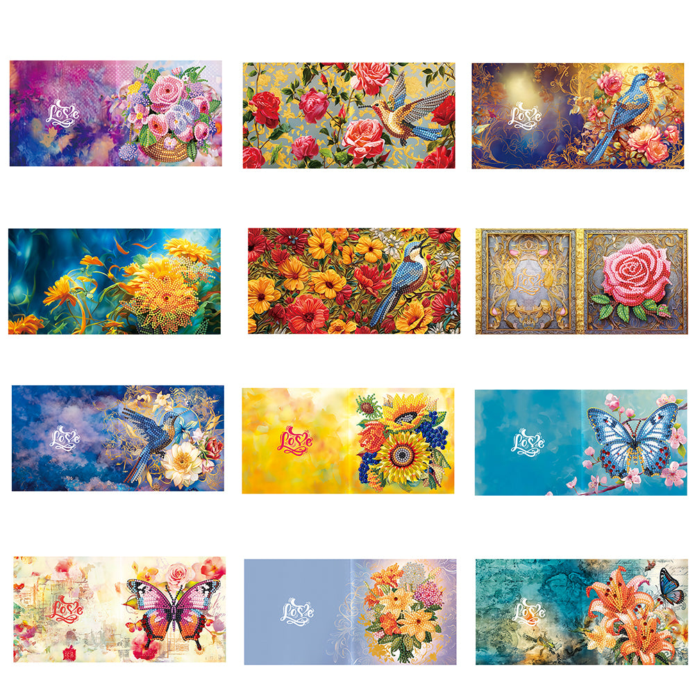 12 Pcs/Set Diamond Painting Christmas Greeting Card