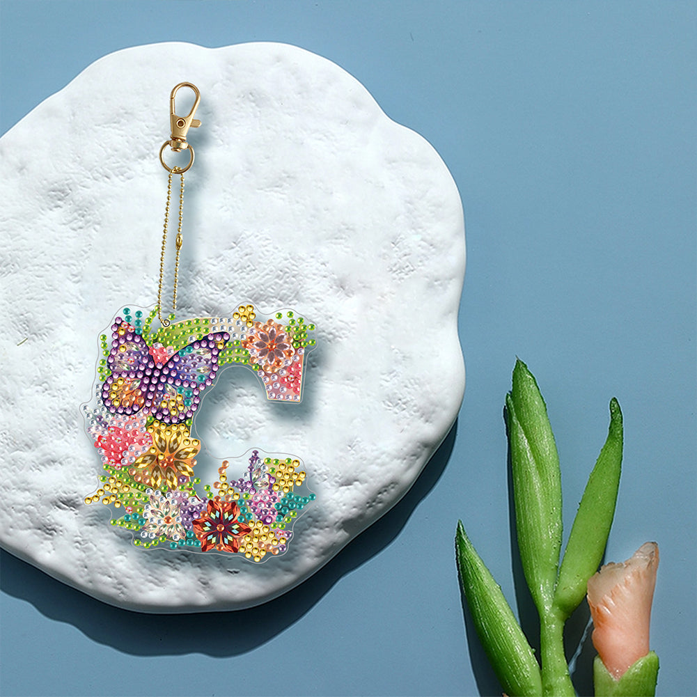1Pc DIY Diamond Painting Lettter Keychain