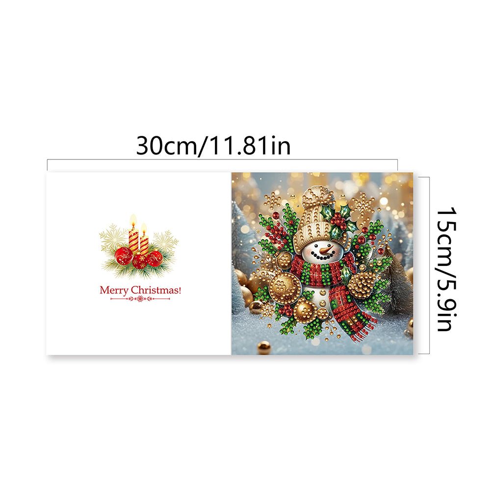6Pcs Diamond Painting Snowman Greeting Cards Christmas Cards