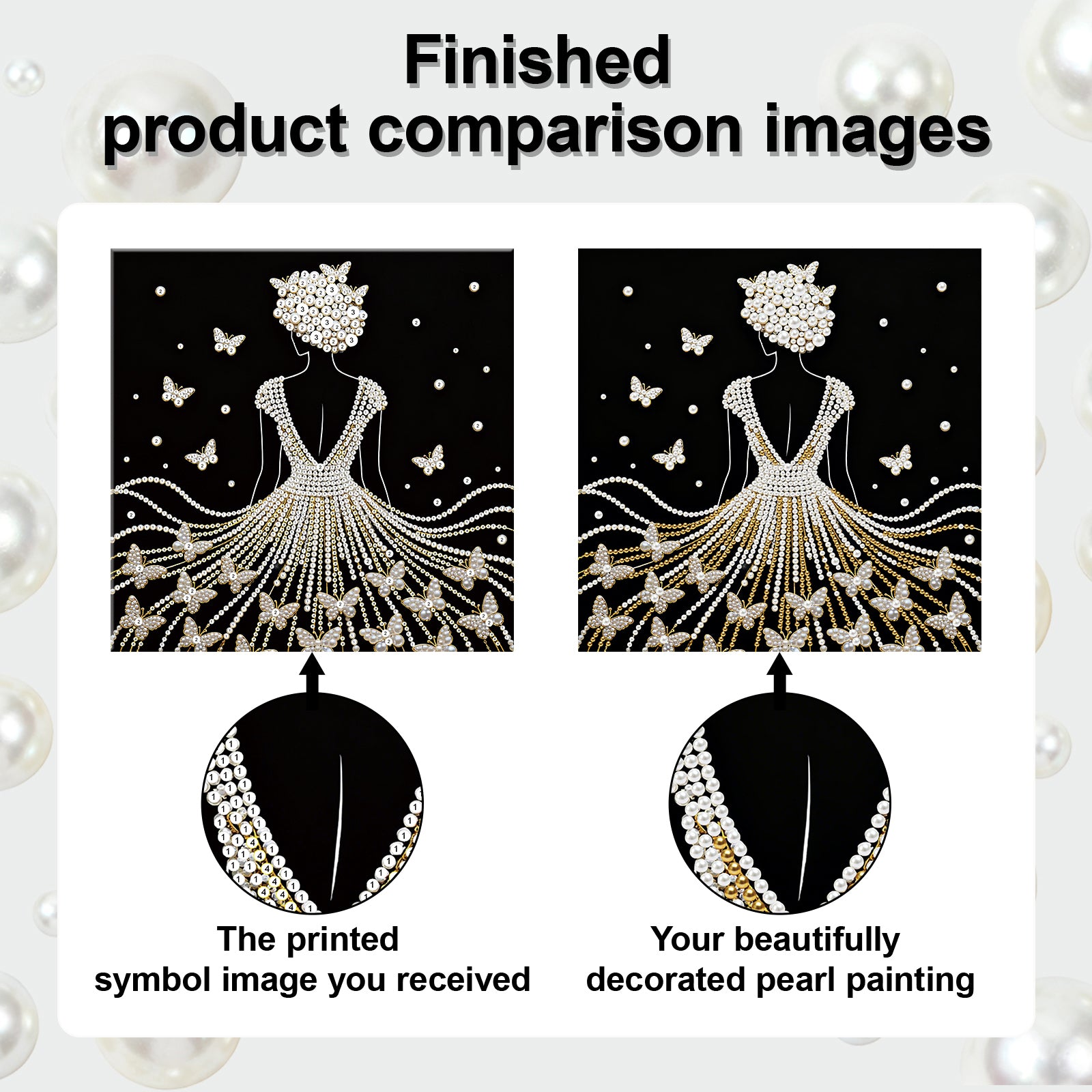 DIY Pearl Painting Beauty for Home Decor with Frame(25x25cm)