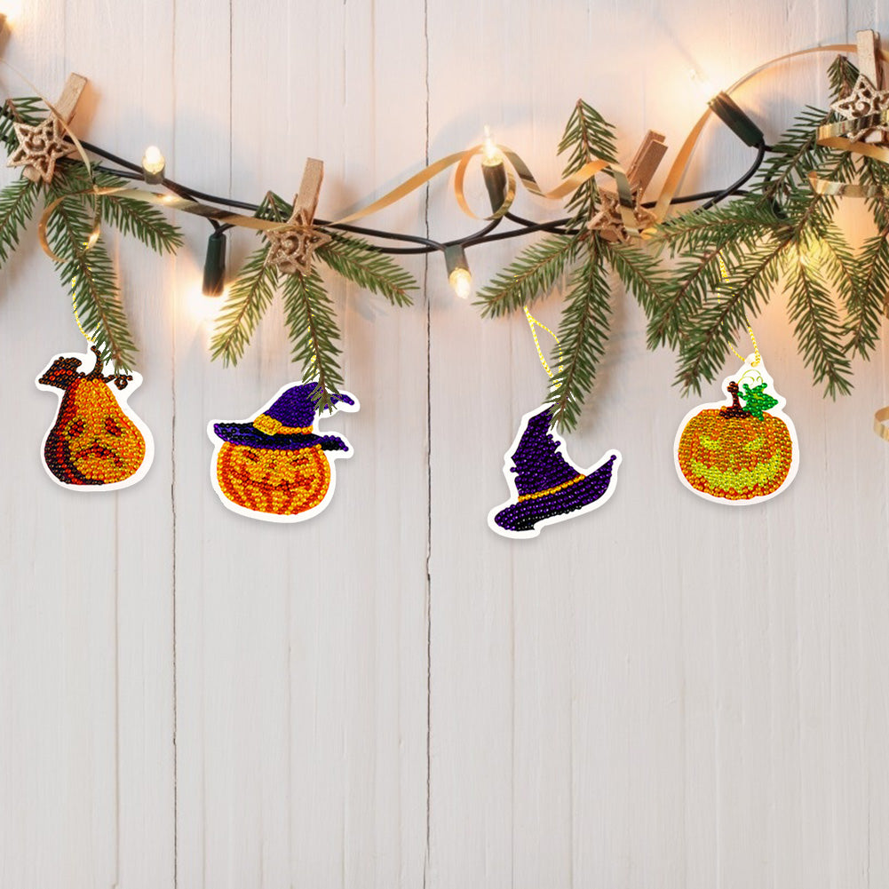 10pcs Halloween DIY Diamond Painting Pendant Full Drill Mosaic Ornament Kit