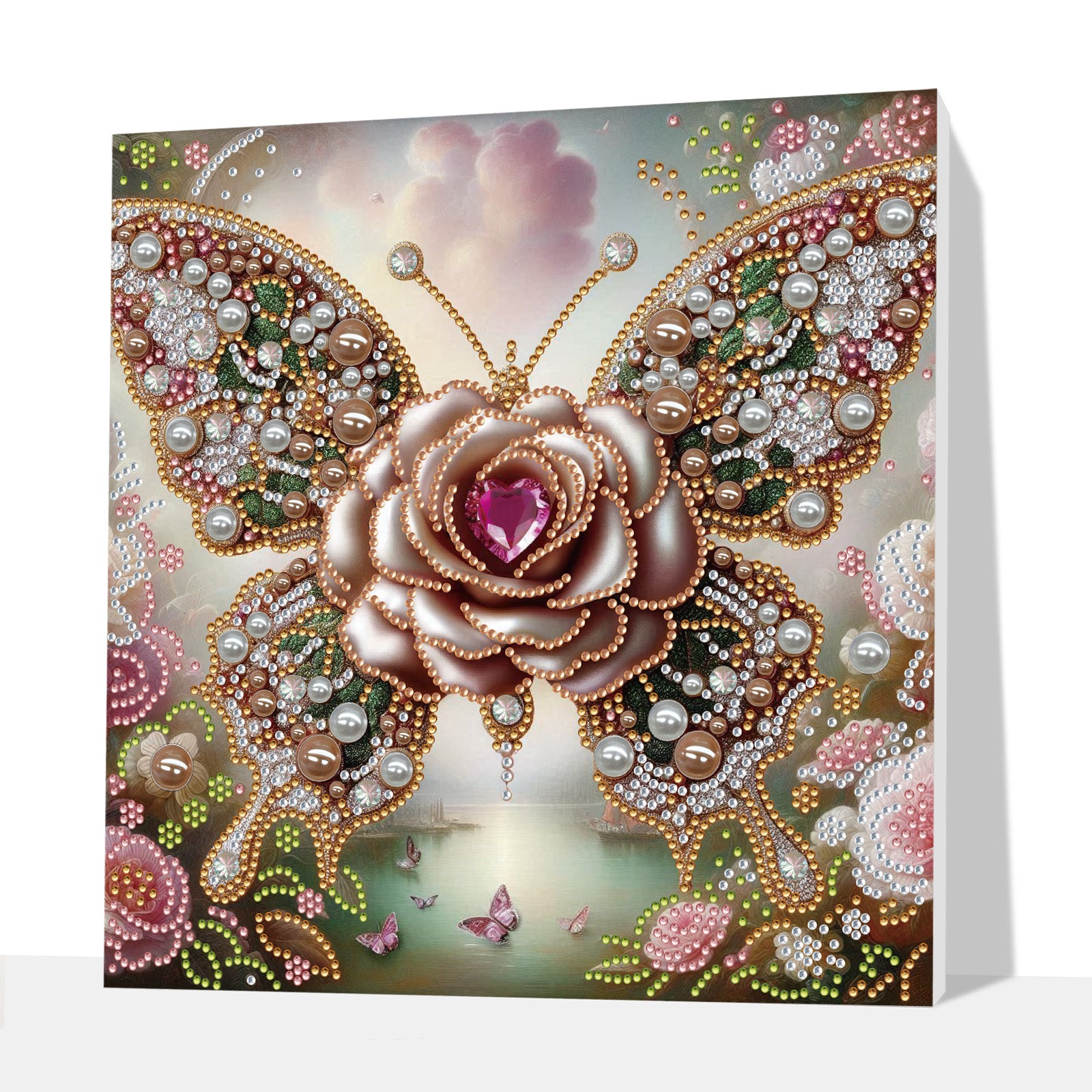 DIY Pearl Painting Butterfly for Home Wall Decor with Frame(25x25cm)