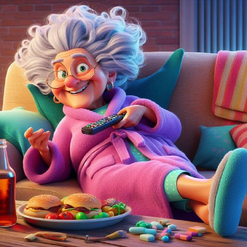 Diamond Painting-DIY Full Round Drill Casual Old Lady