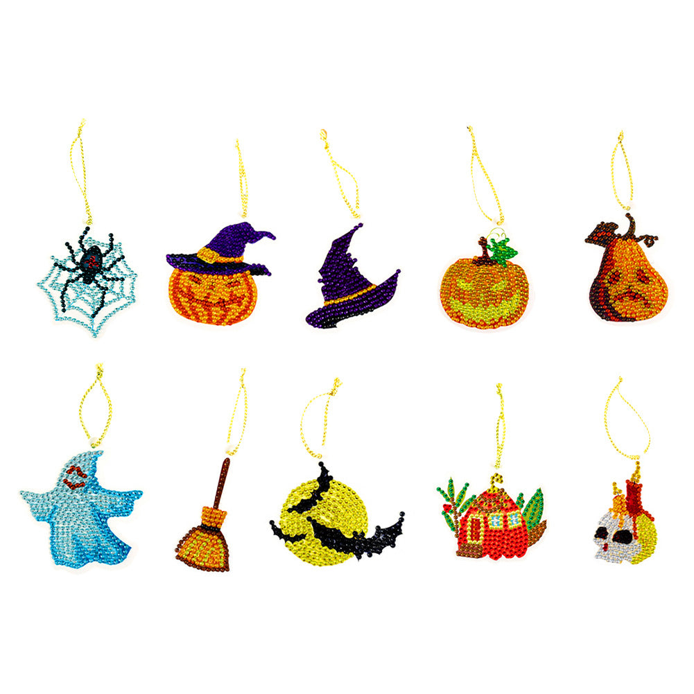 10pcs Halloween DIY Diamond Painting Pendant Full Drill Mosaic Ornament Kit