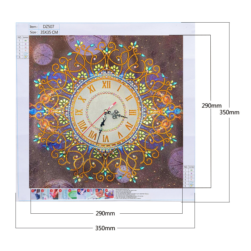 Diamond Painting-DIY Crystal Rhinestone Flower Clock(35*35 CM)