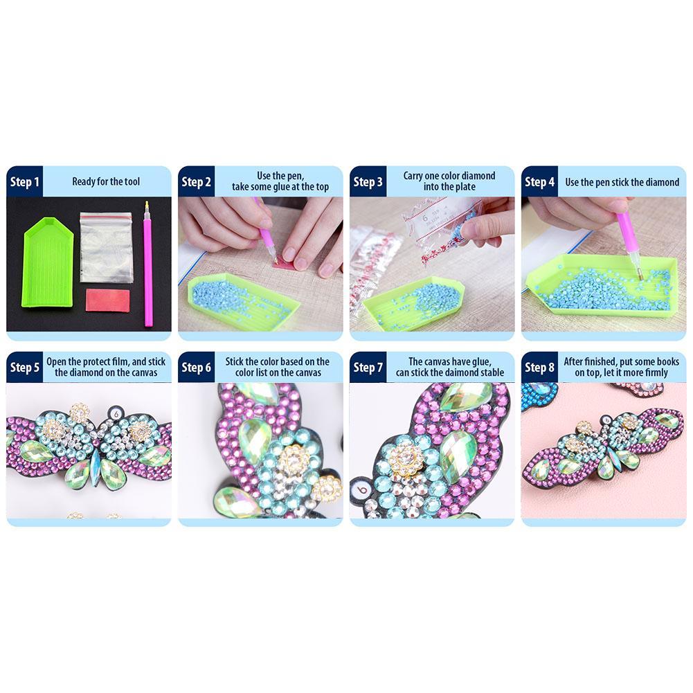 DIY Diamond Painting Hair Accessories -3pcs/Set Butterfly DIY manual hairpin