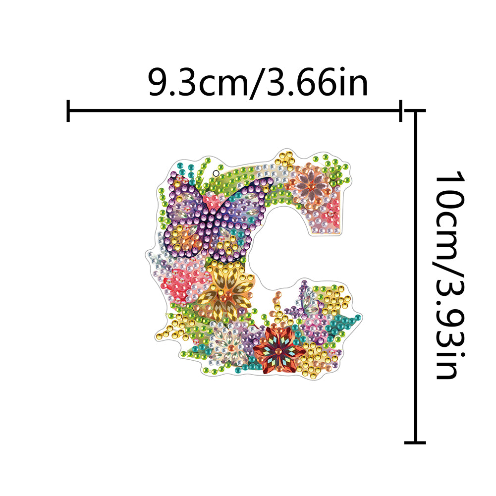 1Pc DIY Diamond Painting Lettter Keychain