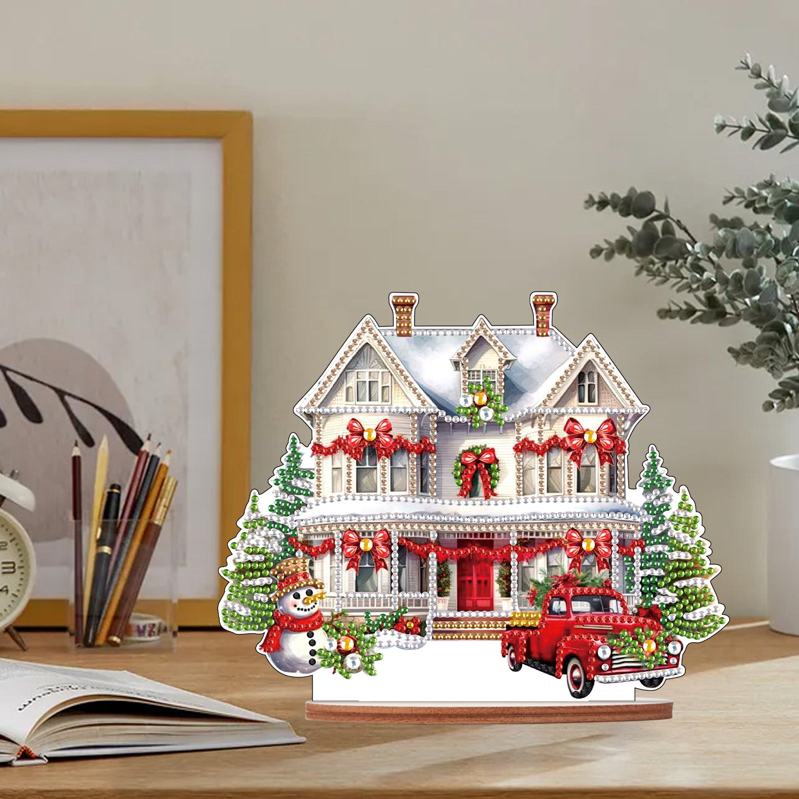 Diamond Painting Wooden Christmas House Desktop Decor Ornaments