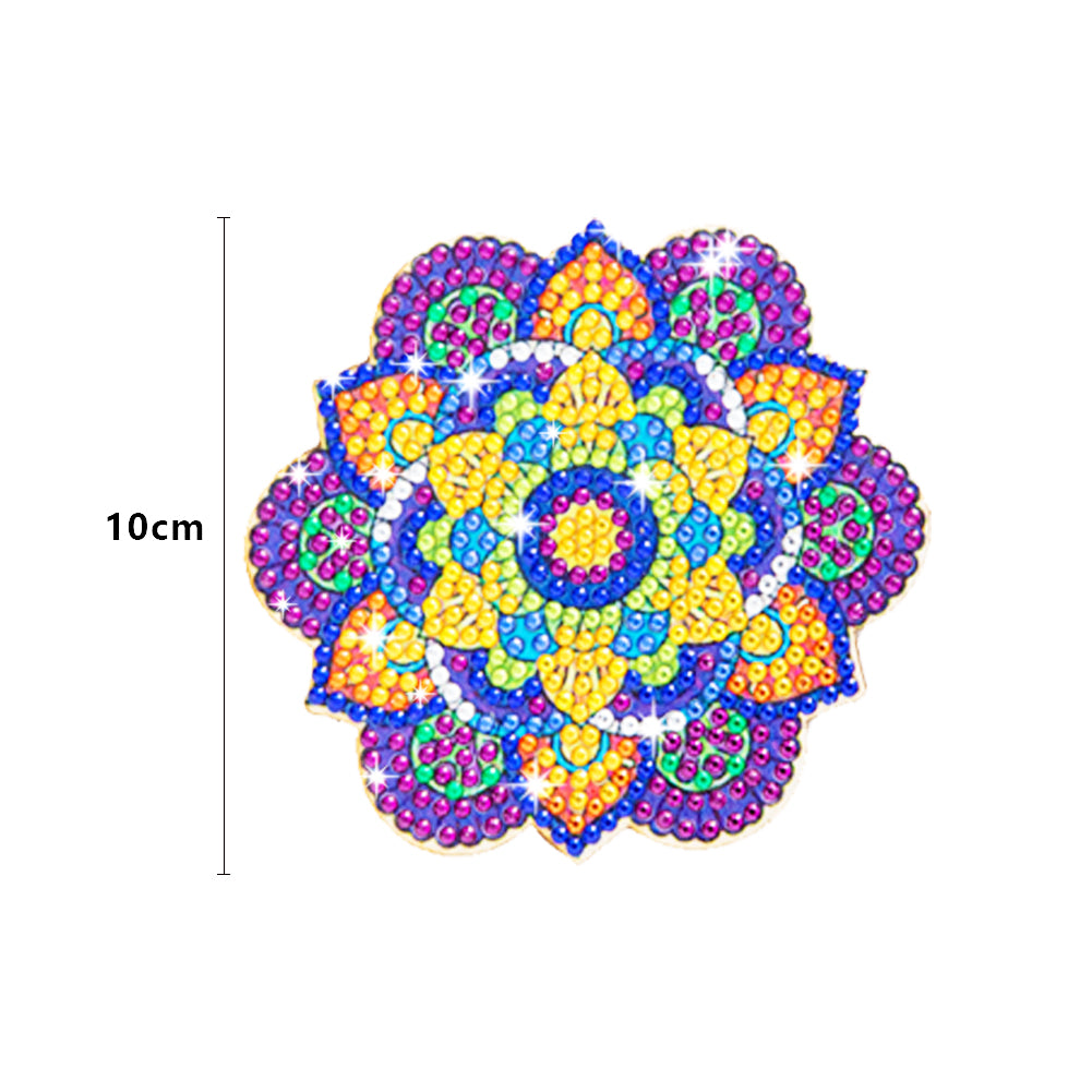 6Pcs/set Diamond Painting Mandala Coaster Cup Cushion with Rack Cup Pad Decor