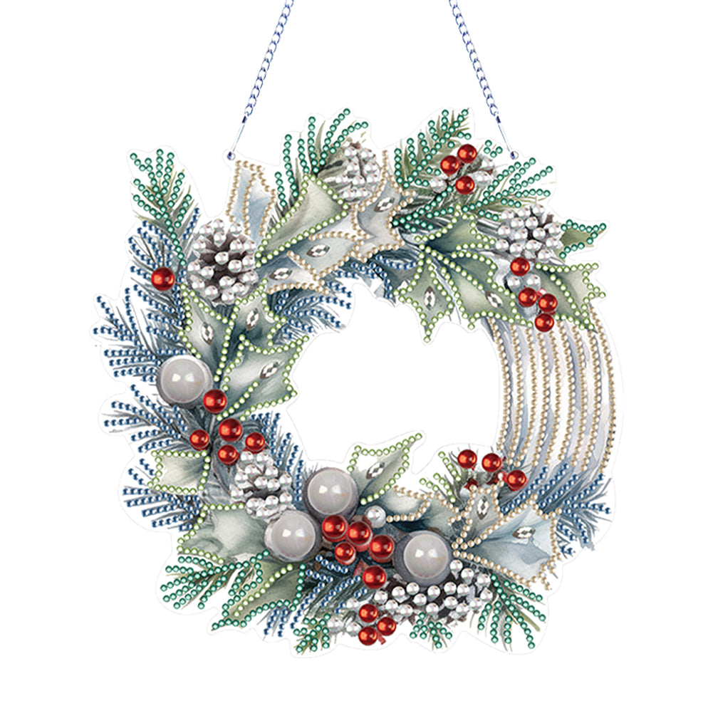 Diamond Painting Christmas Wreath Pendant