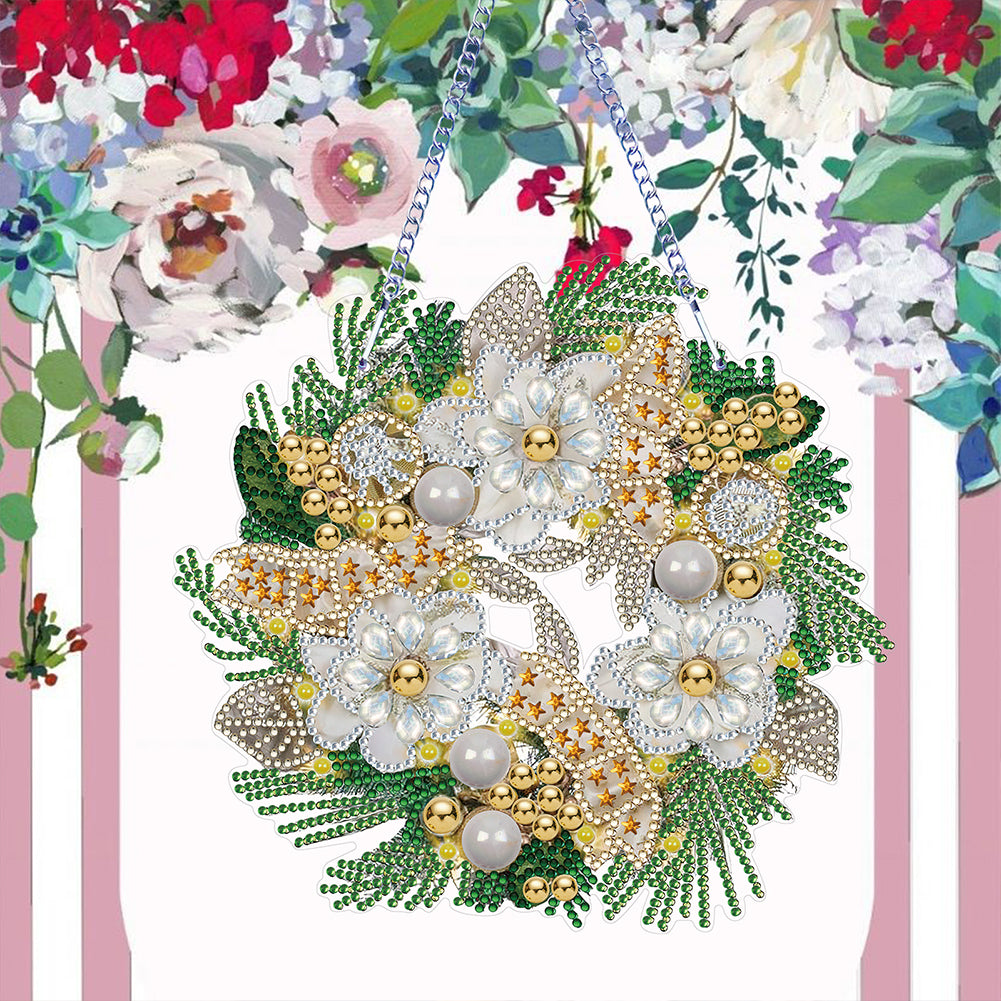 Diamond Painting Christmas Wreath Pendant