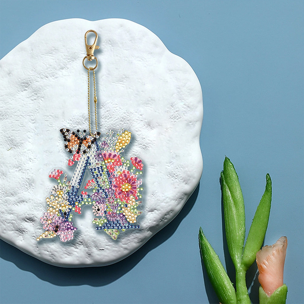1Pc DIY Diamond Painting Lettter Keychain