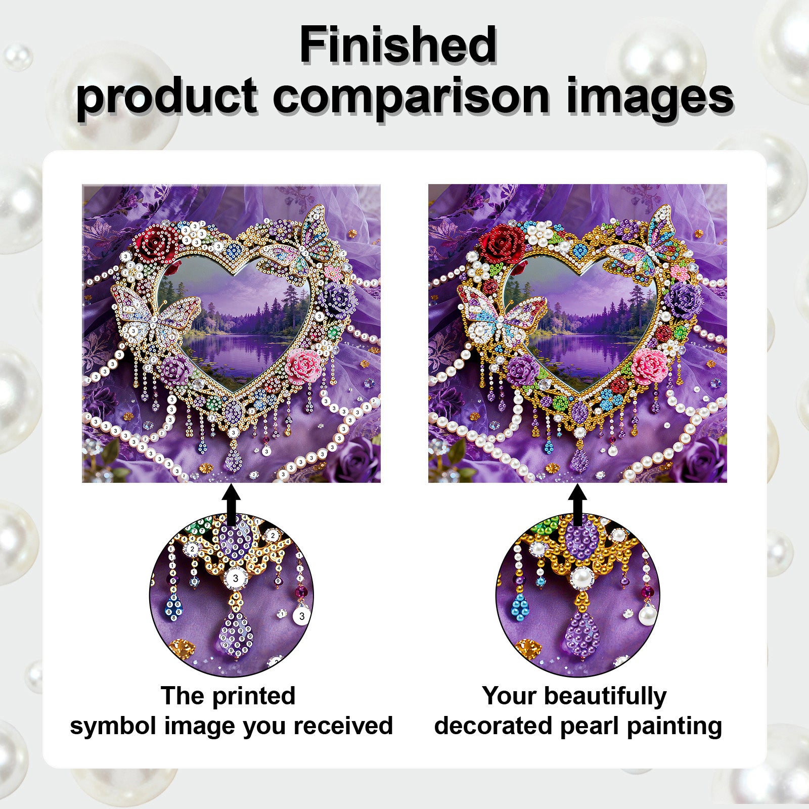 DIY Pearl Painting Love for Home Decor with Frame(25x25cm)