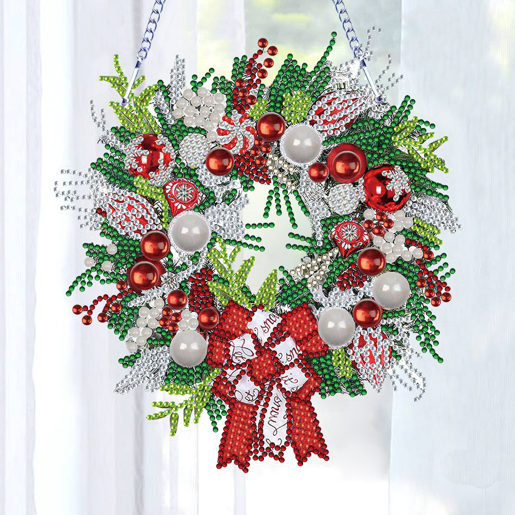 Diamond Painting Christmas Wreath Pendant