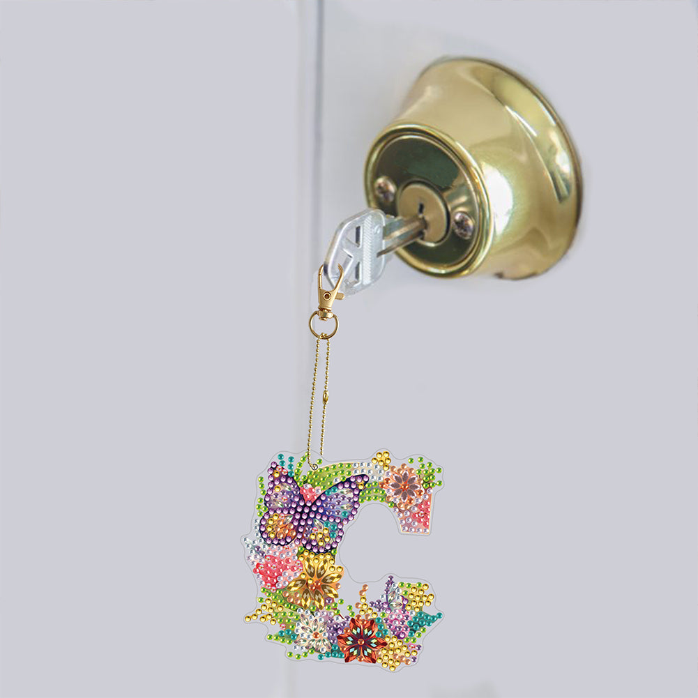 1Pc DIY Diamond Painting Lettter Keychain