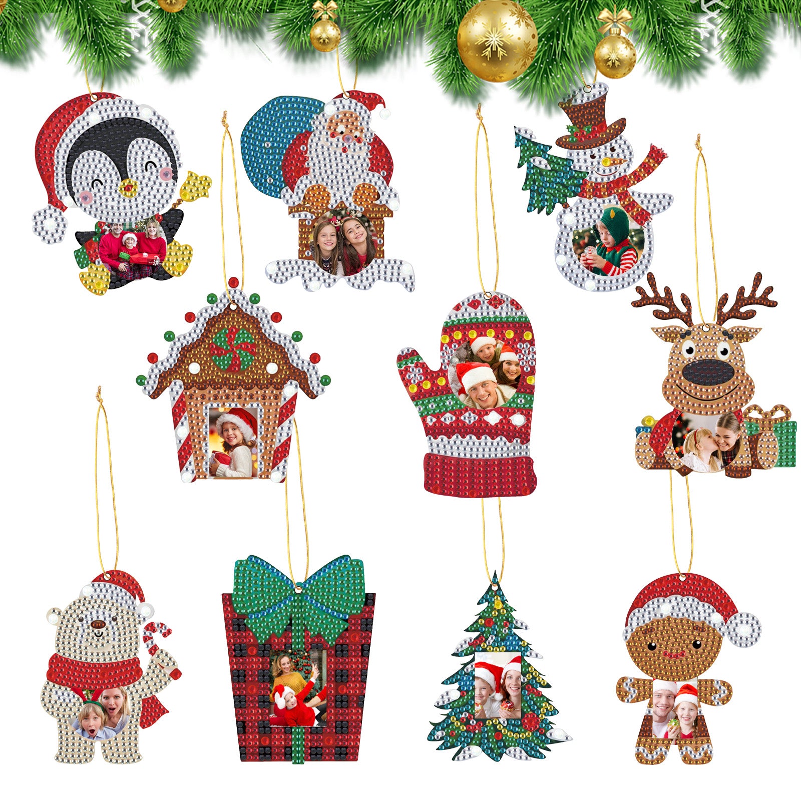 10Pcs Diamond Painting Home Christmas Tree Decoration Photo Frame Pendant
