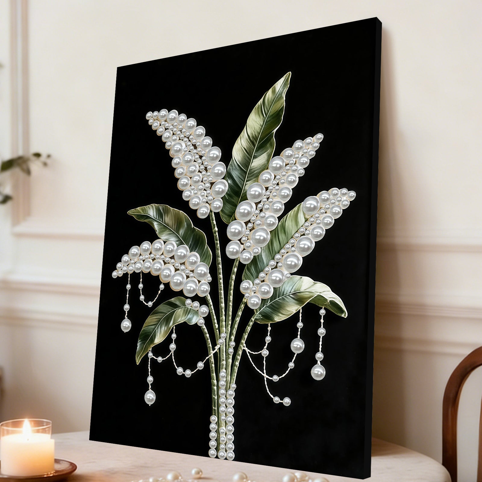 DIY Pearl Painting Flower for Home Wall Decor with Frame(40x30cm)