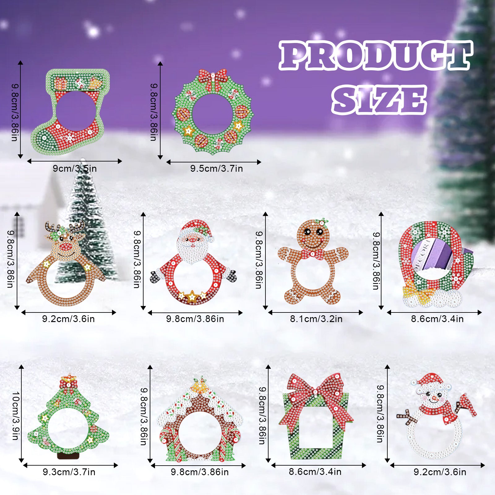 10Pcs Diamond Painting Home Christmas Tree Decoration Photo Frame Pendant