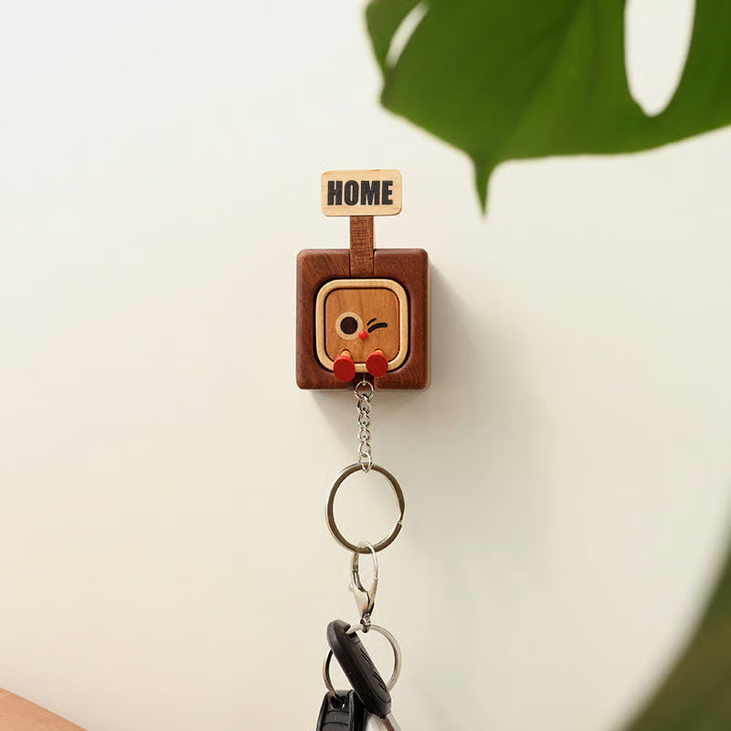 🔥Hot Selling:Creative Wooden Key Hooks with Funny Facial Expressions - Functional & Stylish Key