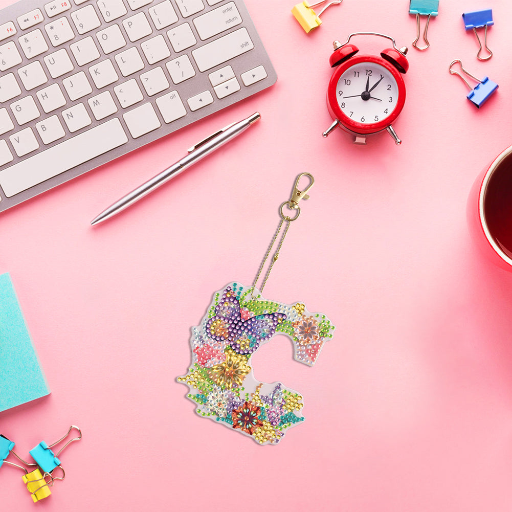 1Pc DIY Diamond Painting Lettter Keychain