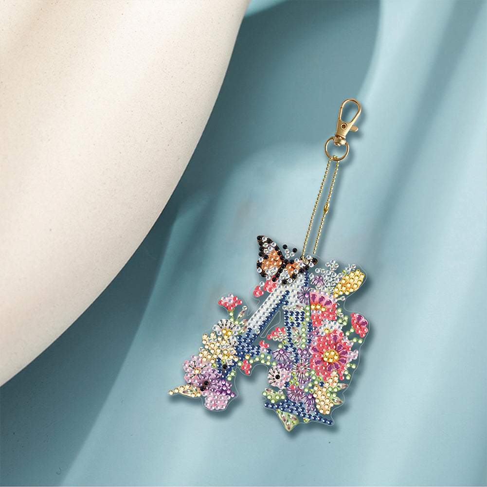 1Pc DIY Diamond Painting Lettter Keychain