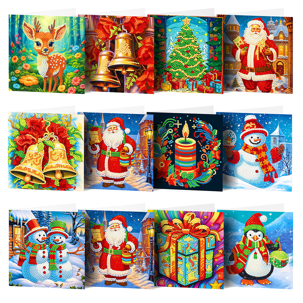 12 Pcs/Set Diamond Painting Christmas Greeting Card