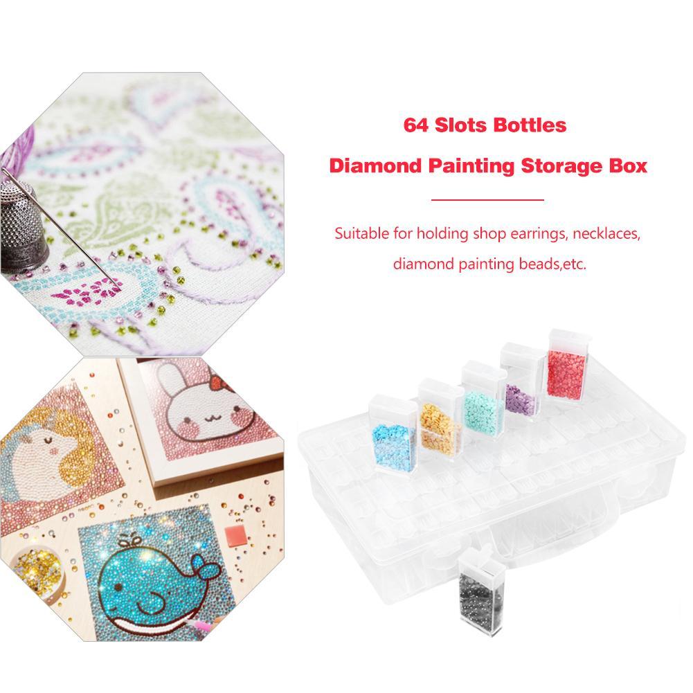 Drill Storage Box-64 Slots Bottles Diamond Painting Storage Box