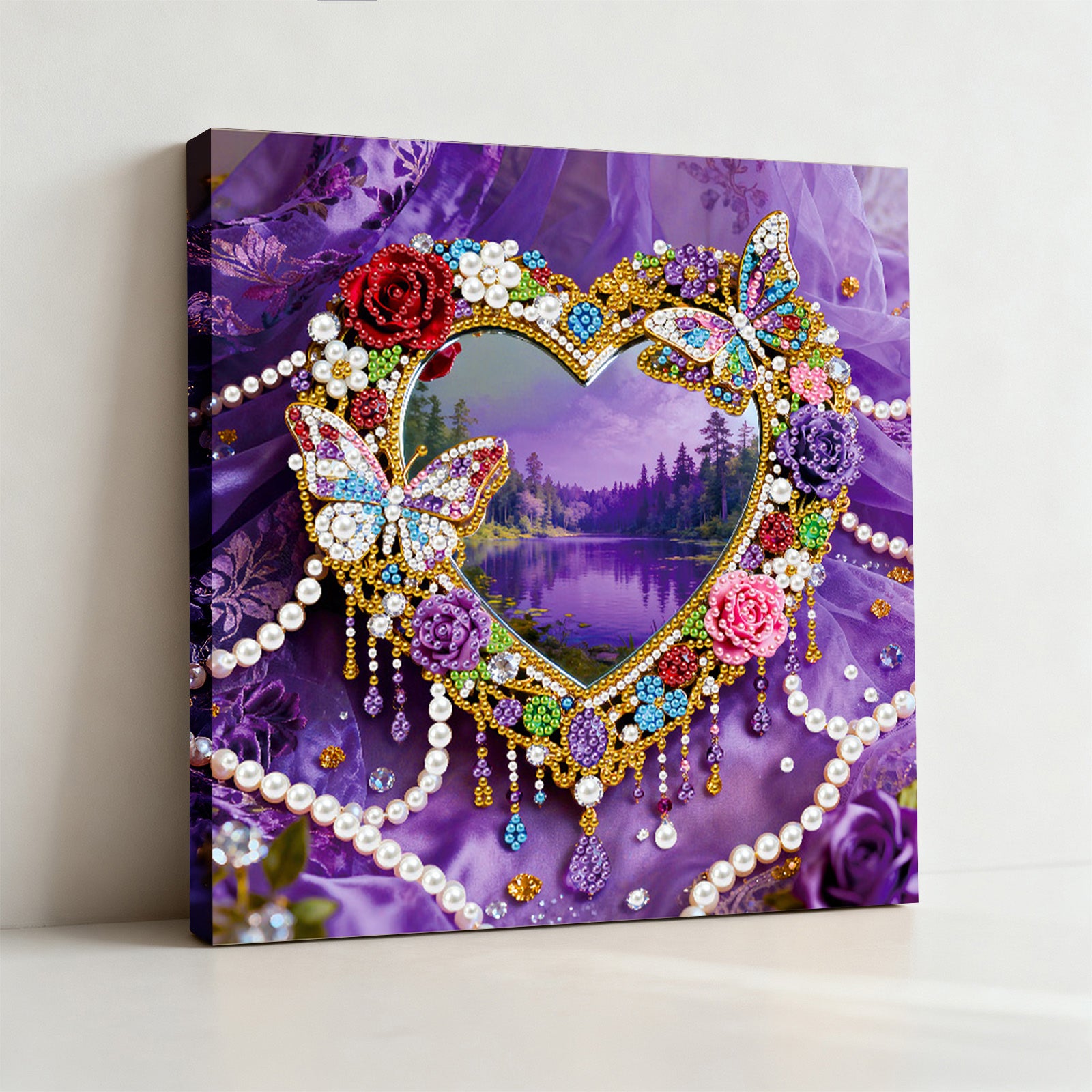 DIY Pearl Painting Love for Home Decor with Frame(25x25cm)