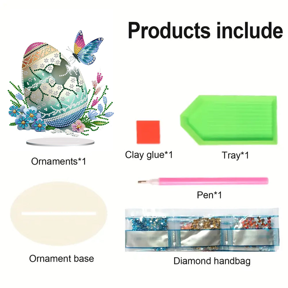 Diamond Painting Acrylic Easter Egg Desktop Ornament Kit for Decoration
