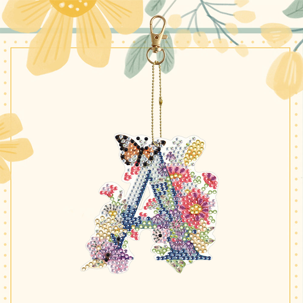 1Pc DIY Diamond Painting Lettter Keychain