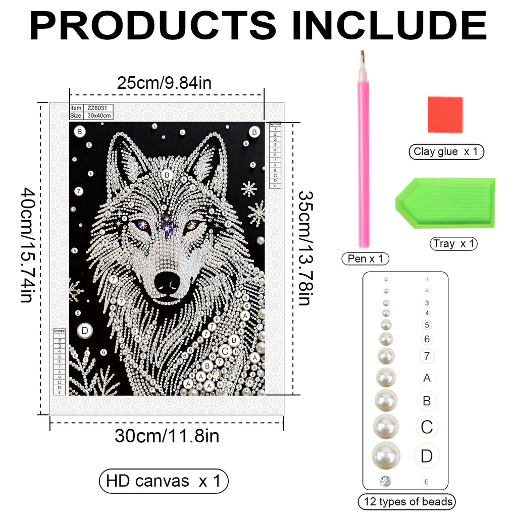 Diamond Painting-DIY Special Shaped Drill Pearl Painting Wolf(30x40cm)