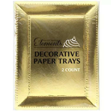 Metallic Gold Rectangular Paper Platters, 12in x 16in, 2ct