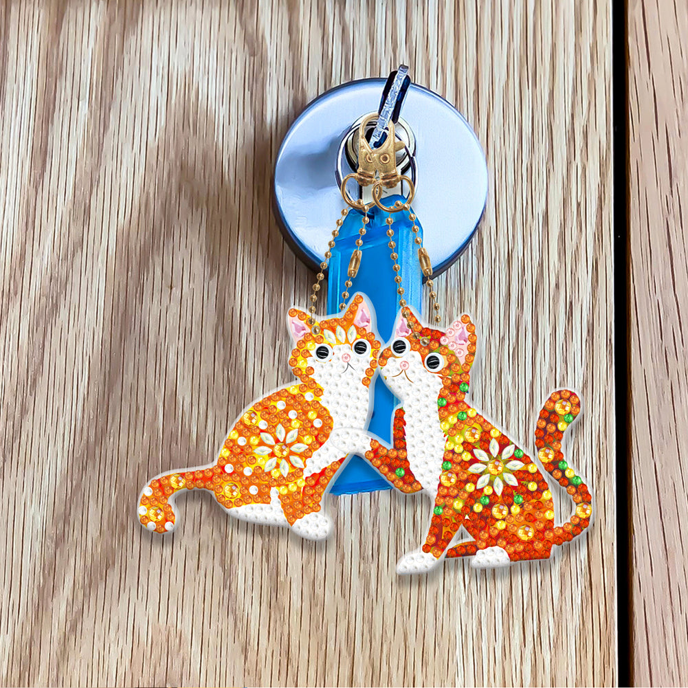 DIY Diamond Painting Keychain-5pcs/Set Cat Bag Keychain Jewelry Gift