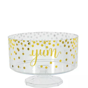 Large Metallic Gold Polka Dots Plastic Trifle Container