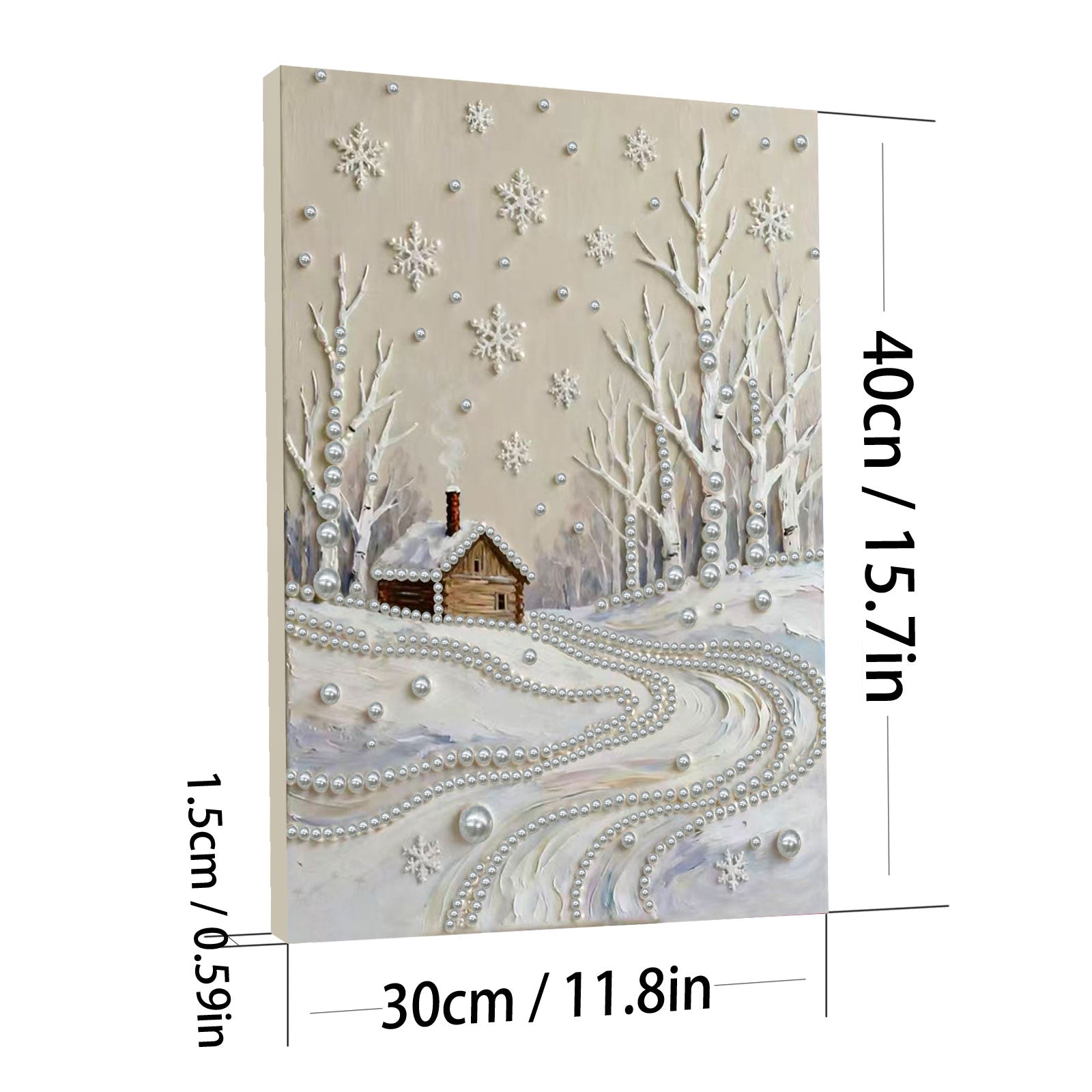 DIY Pearl Painting Winter Snow Scene for Home Wall Decor with Frame(40x30cm)