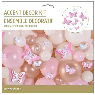 Iridescent Pink Butterfly Accent D茅cor Kit, 12pc