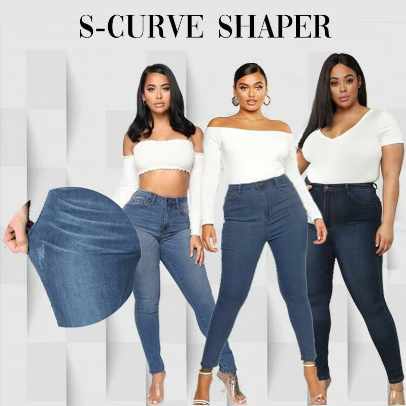 Perfect Fit Skinny Stretch Pull-On Push-Up Plus-Size Denim Jeans Leggings