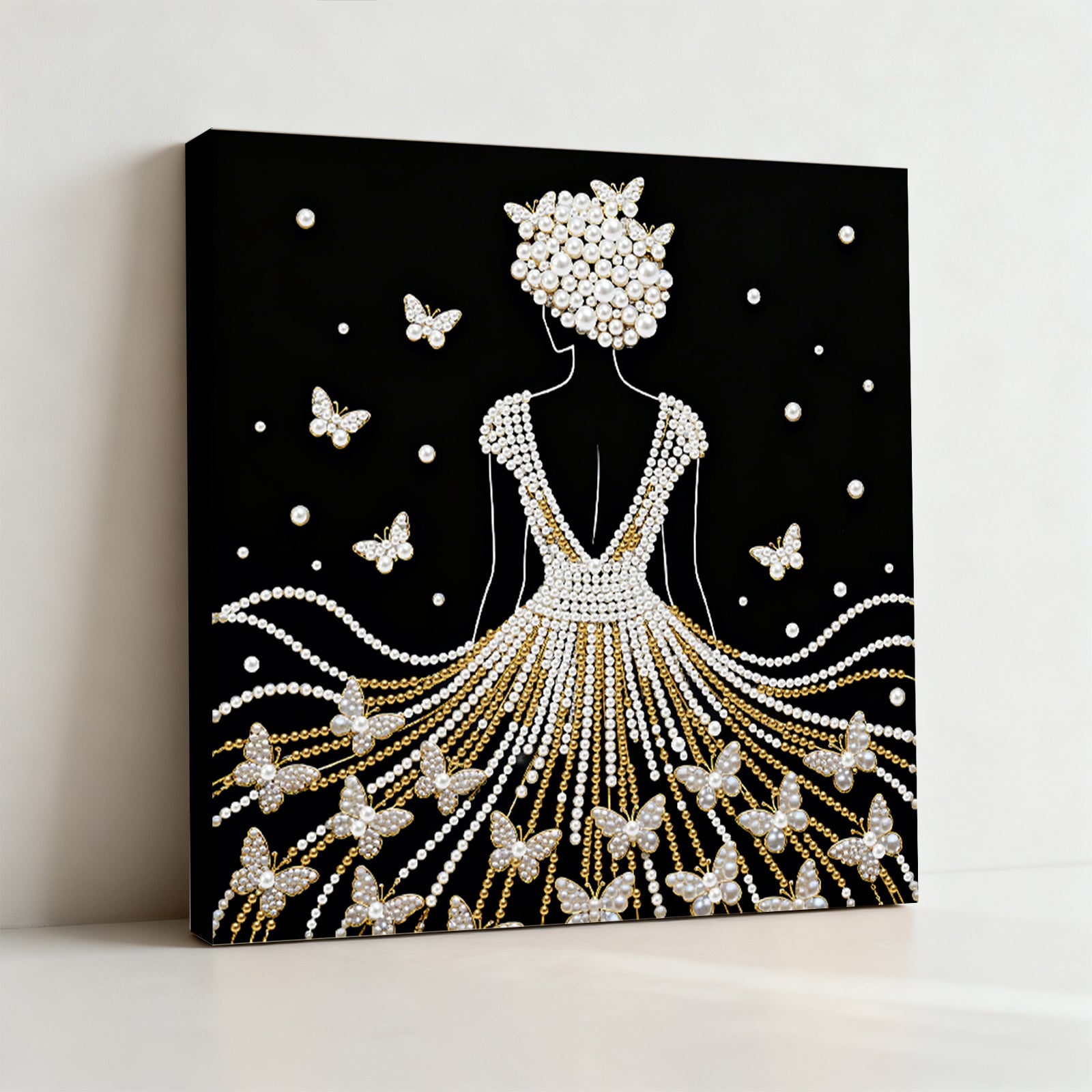 DIY Pearl Painting Beauty for Home Decor with Frame(25x25cm)