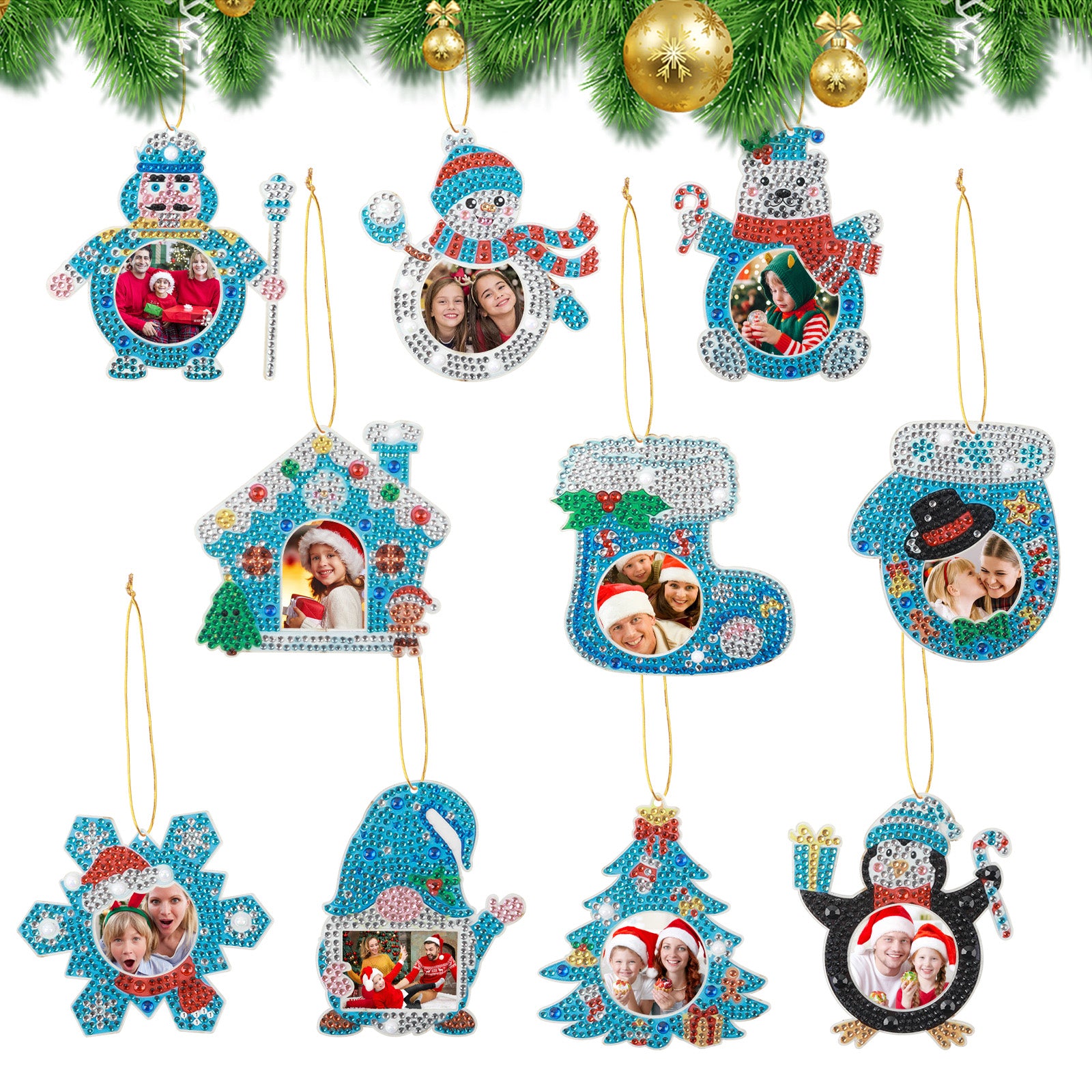 10Pcs Diamond Painting Home Christmas Tree Decoration Photo Frame Pendant