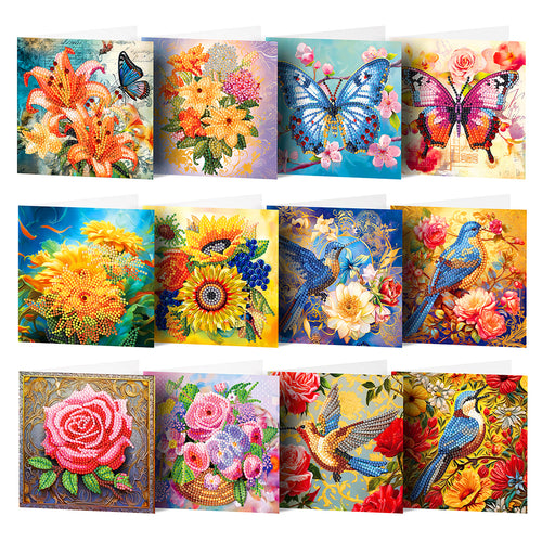 12 Pcs/Set Diamond Painting Christmas Greeting Card