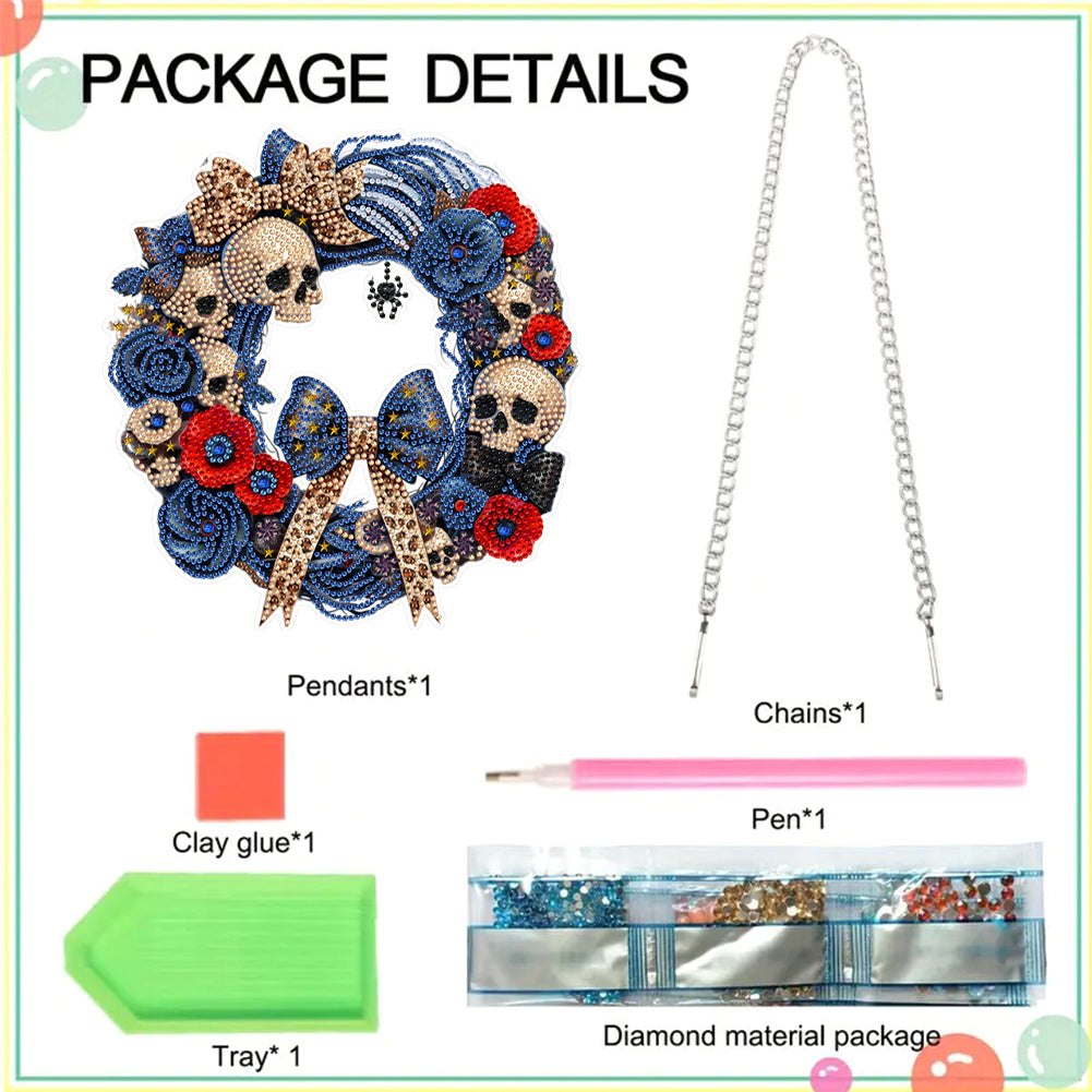 Diamond Painting Acrylic Halloween Pumpkin Wreath Hanging Pendant Kit for Decoration