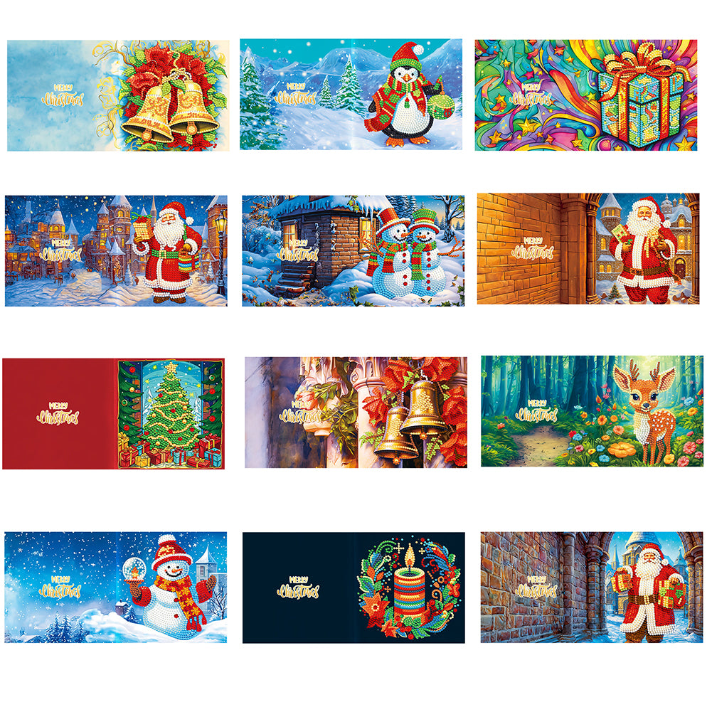 12 Pcs/Set Diamond Painting Christmas Greeting Card