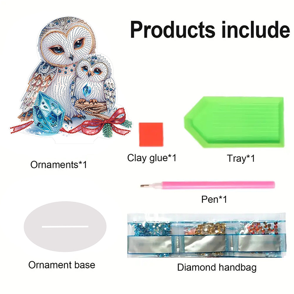 Diamond Painting Acrylic Owl Ornament Kits for Office Desktop Decor